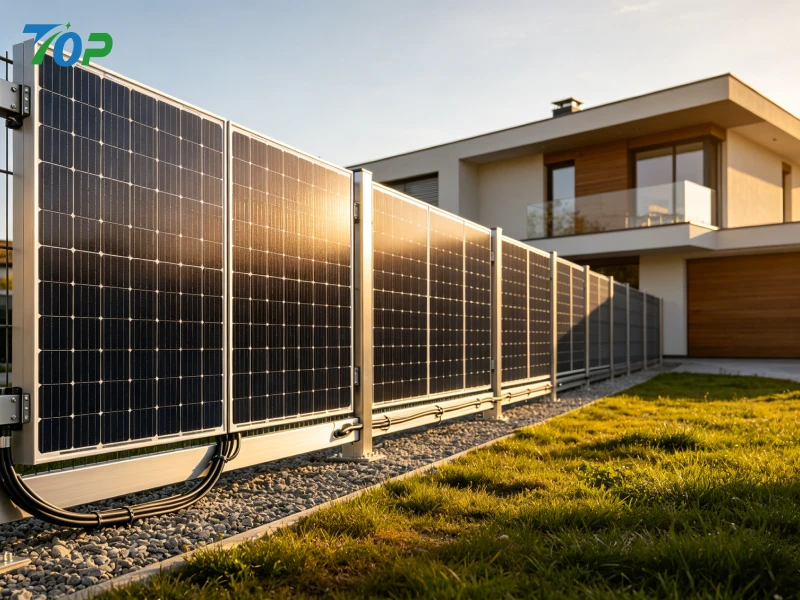 Solar fence system integrated into residential villa boundary for energy generation